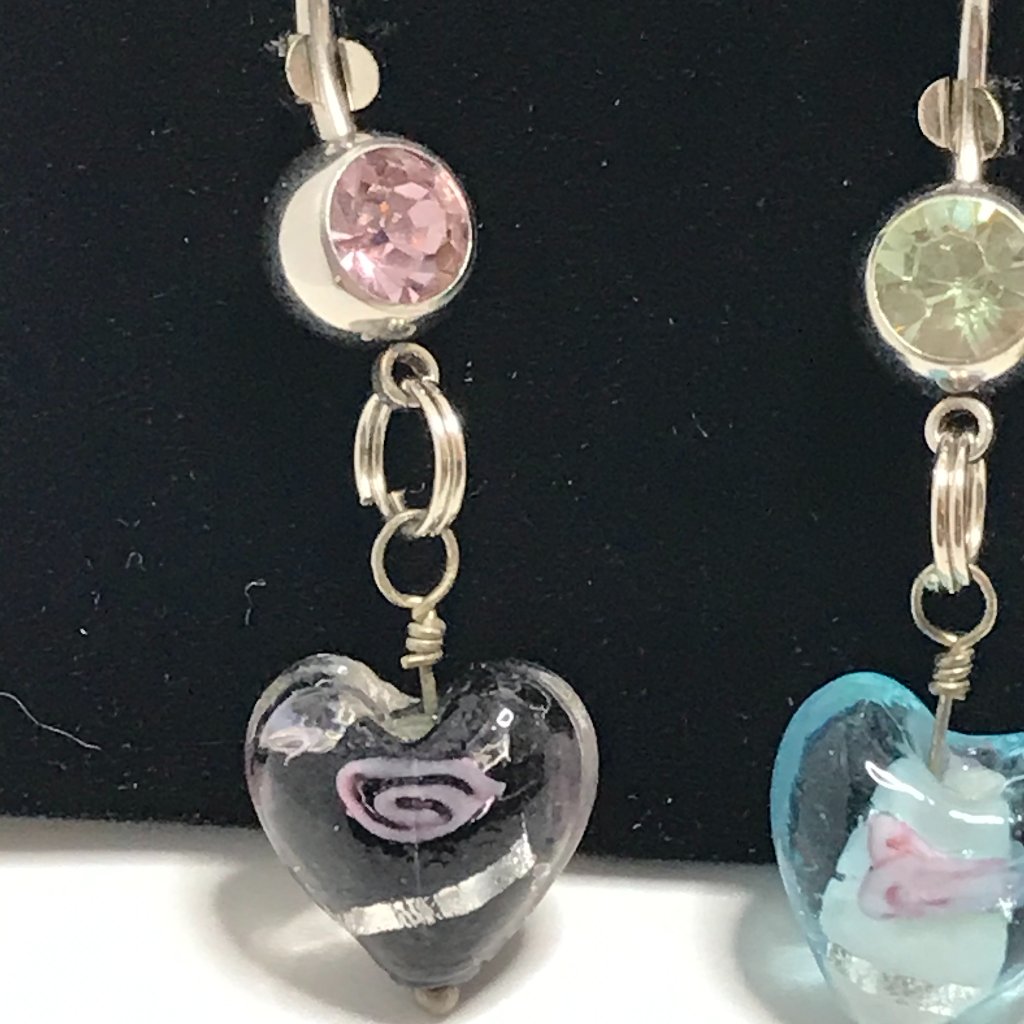 Lamp Work Glass Heart Dangle Belly Rings